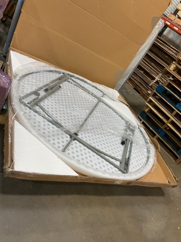 Photo 1 of Flash Furniture Kathryn 6' Round All-Occasion Plastic Folding Event Table, Foldable Portable Banquet Table for Indoor/Outdoor Events, White