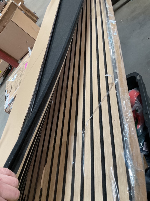 Photo 1 of Wood Slat Acoustic Panels, 106" x 20.5" Each Soundpoof Wooden Slat Wall Panel - White Oak, 2 Pack