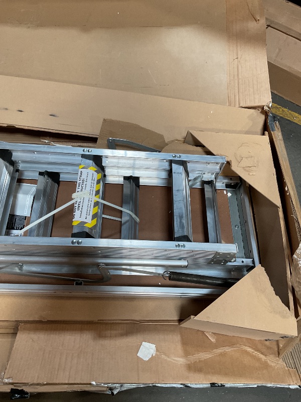 Photo 1 of Aluminum Attic Ladder - Retractable Loft Stairs, Folding Pull-Down Design, Manual Lifting for 7'8"-10'3" Ceiling Height, 22.5" x 54", 375 lbs Capacity