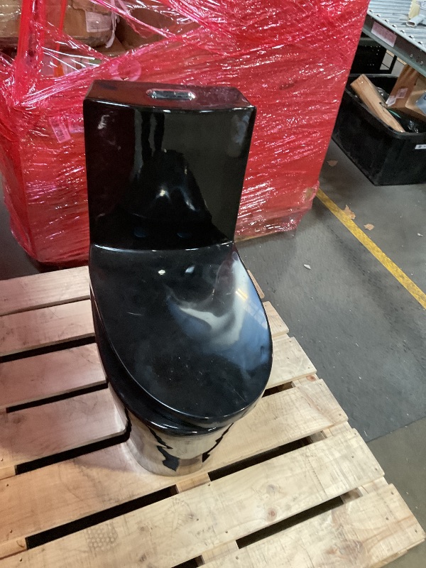 Photo 1 of DeerValley Elongated One Piece Toilet with 17'' Comfortable Seat Height ADA Toilet, Black Dual Flush Toilet with Soft Close Seat, High Efficiency 1.1/1.6 GPF 12'' Rough-In