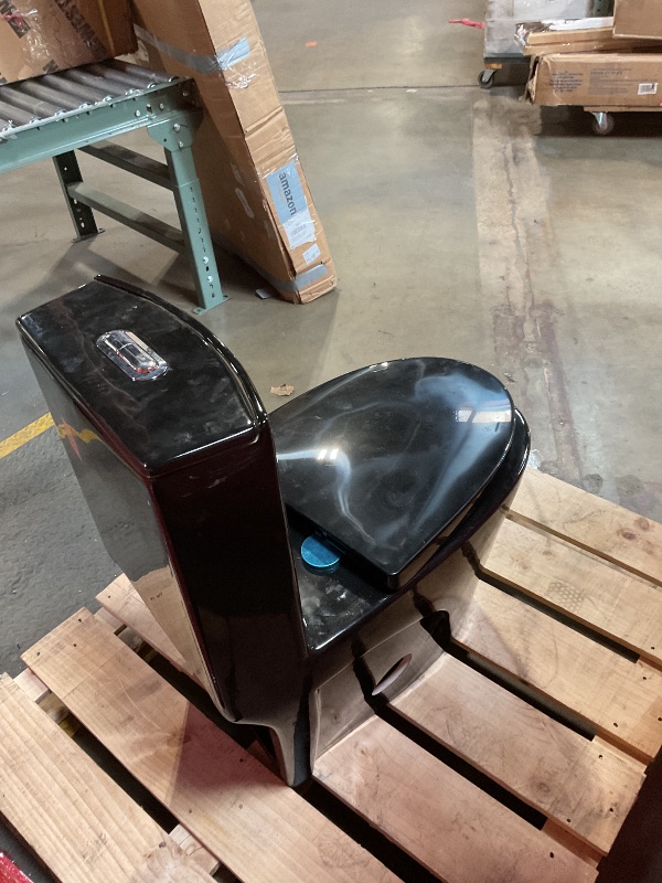 Photo 1 of DeerValley Elongated One Piece Toilet with 17'' Comfortable Seat Height ADA Toilet, Black Dual Flush Toilet with Soft Close Seat, High Efficiency 1.1/1.6 GPF 12'' Rough-In