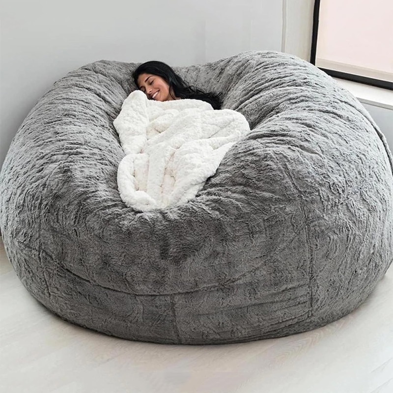 Photo 1 of Big Huge Giant Bean Bag Chair for Adults, (No Filler) Bean Bag Chairs in Multiple Sizes and Colors Giant Foam-Filled Furniture - Machine Washable Covers, Double Stitched Seams (Gray 1,5FT)