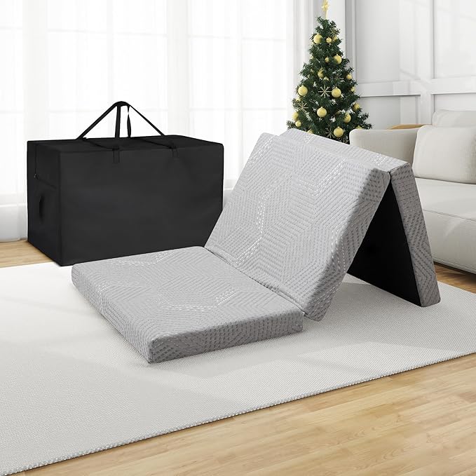 Photo 1 of **Some dirt from transport. **IULULU Folding Mattress Full Size, 4 Inch Tri-Fold Memory Foam Mattress, Foldable Gel-Infused Mattress Topper with Washable Cover for Playroom, Camping, Guest, 75" x 54" x 4"