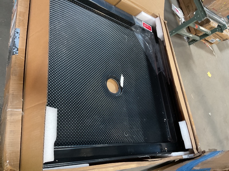 Photo 1 of 36 in. L x 36 in. W Corner Acrylic Shower Pan Base in Glossy Black with Center Drain NEW