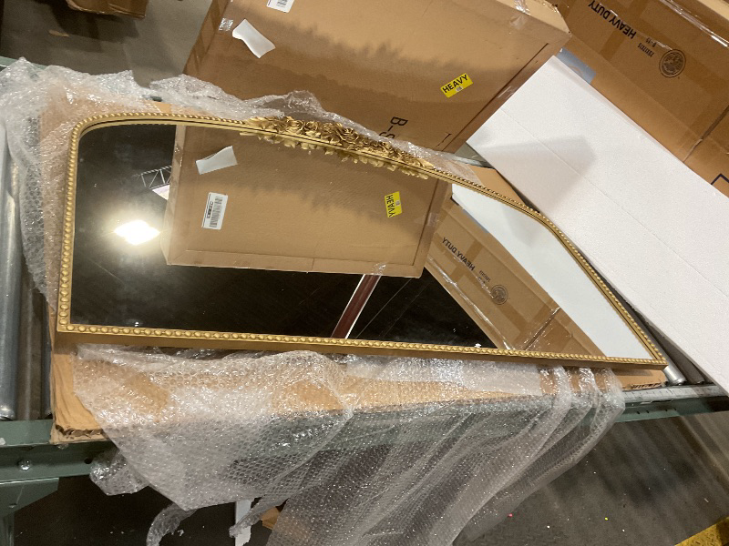 Photo 1 of CASOLLY Antique Gold Arch Wall Mirror, 48"x30" Traditional Vintage Mantel Mirror with Ornate Metal Frame, Baroque Victorian Mirror for Fireplace/Entryway/Bathroom/Living Room/Dining Room