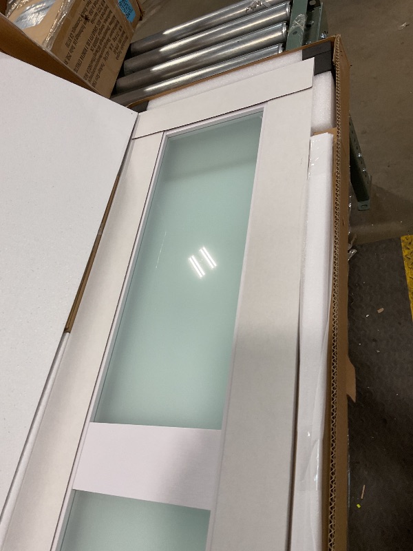 Photo 1 of SMARTSTANDARD Bifold Door, for 72"x 80" Opening,Tempered Frosted Glass Closet Folding Barn Door with Hardware Kit, Water-Proof PVC Surface,Easy Install,White