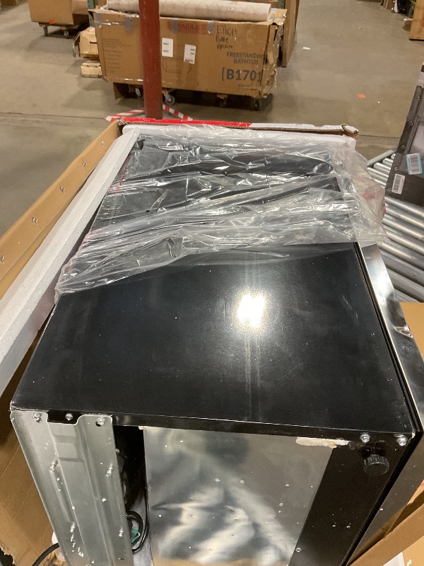Photo 1 of **FOR PARTS ONLY**
Frigidaire Beverage Refrigerator, Fridge with Glass Door, Compact Mini Fridge with Digital Temperature Control, Fits 115 Cans or 34 Bottles, 96L Capacity - 19.1" D x 17.5" W x 31.2" H