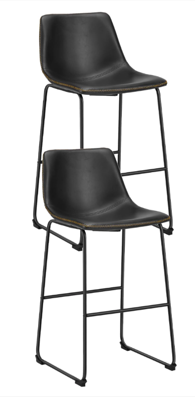 Photo 1 of * ONLY 2* Sweetcrispy Counter Height Bar Stools Set of2 , 30 inch Leather Barstools Modern Bar Stools with Back, Counter Stool Armless Bar Chairs with Metal Legs, Footrest, Classic Black