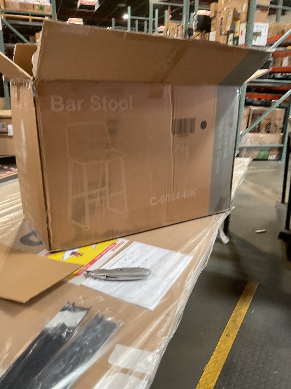 Photo 1 of * ONLY 2* Sweetcrispy Counter Height Bar Stools Set of2 , 30 inch Leather Barstools Modern Bar Stools with Back, Counter Stool Armless Bar Chairs with Metal Legs, Footrest, Classic Black