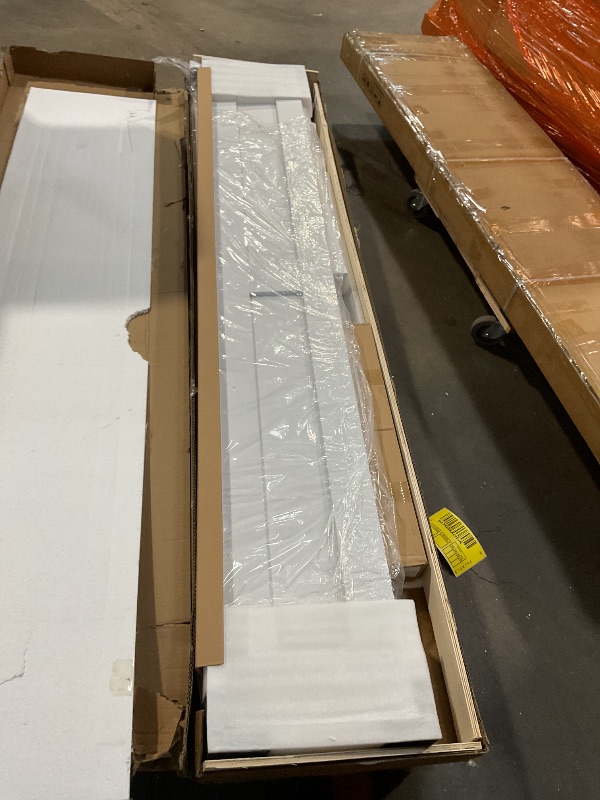 Photo 1 of 48" x 84" Bifold Sliding Barn Door, K Shaped Panel with Sliding Hardware Kit Set, Finished Closet Door Slab, 4.66FT Track for 4 Doors, MDF, White