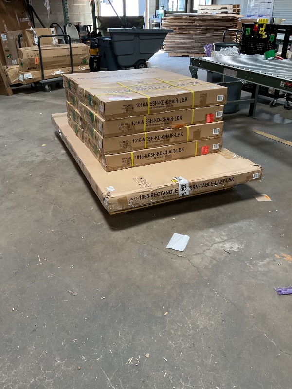 Photo 1 of **9 BOXES WILL NEED A TRUCK TO PICKUP. **Pallet Oakland Living Modern Ornate Outdoor Mesh Aluminum 84-in Large Black Rectangular Patio Dining Set with Two Lazy Susans and Eight Chairs