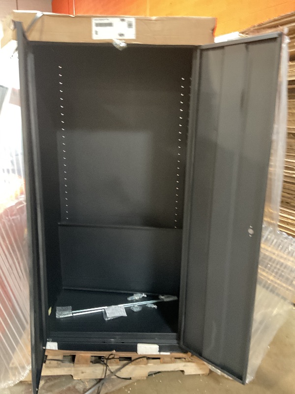 Photo 1 of **WILL NEED A TRUCK FOR PICKUP**Sandusky CA41362472-09 Classic Series Metal Storage Cabinet with Adjustable Shelves, Locking Handle, 24" D x 36" W x 72" H, Black