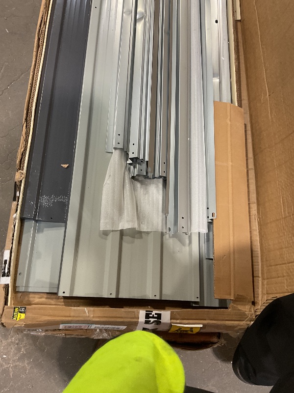 Photo 1 of **ONLY BOXES 1 AND 3 OF THE SET**KEIKI 10x 14 FT Metal Storage Shed Outdoor, Large Garden Shed with Roof & Lockable Doors, Utility Tool Sheds Frame & 4 Vents for Patio Backyard Bicycles Storage House, All Weather Use, Dark Grey