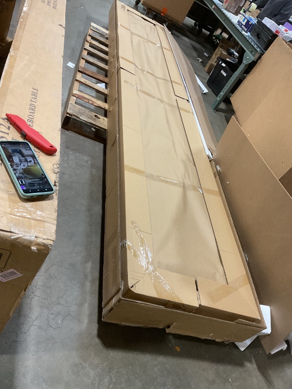 Photo 1 of **WILL NEED A TRUCK TO PICKUP**Hathaway Merlot 12 Ft Shuffleboard Table for Family Arcade Game Room - with Lacquer Coated Playfield, Built-in Scorer & Cabinet, Climate Adjusters, Leg Levelers, 8 Pucks, Brush & Wax - Walnut Finish