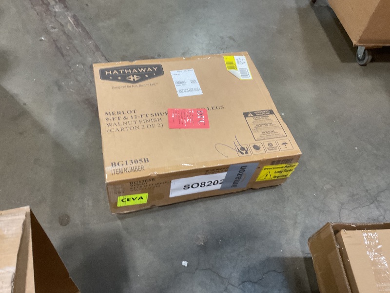 Photo 1 of **WILL NEED A TRUCK TO PICKUP**Hathaway Merlot 12 Ft Shuffleboard Table for Family Arcade Game Room - with Lacquer Coated Playfield, Built-in Scorer & Cabinet, Climate Adjusters, Leg Levelers, 8 Pucks, Brush & Wax - Walnut Finish