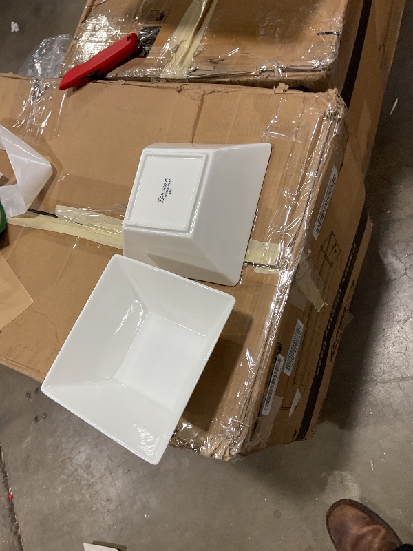 Photo 1 of **2 sets**
Fortessa Fortaluxe SuperWhite Vitrified China Dinnerware, Plaza 8-Inch by 2-Inch Deep Square Bowl, Set of 6