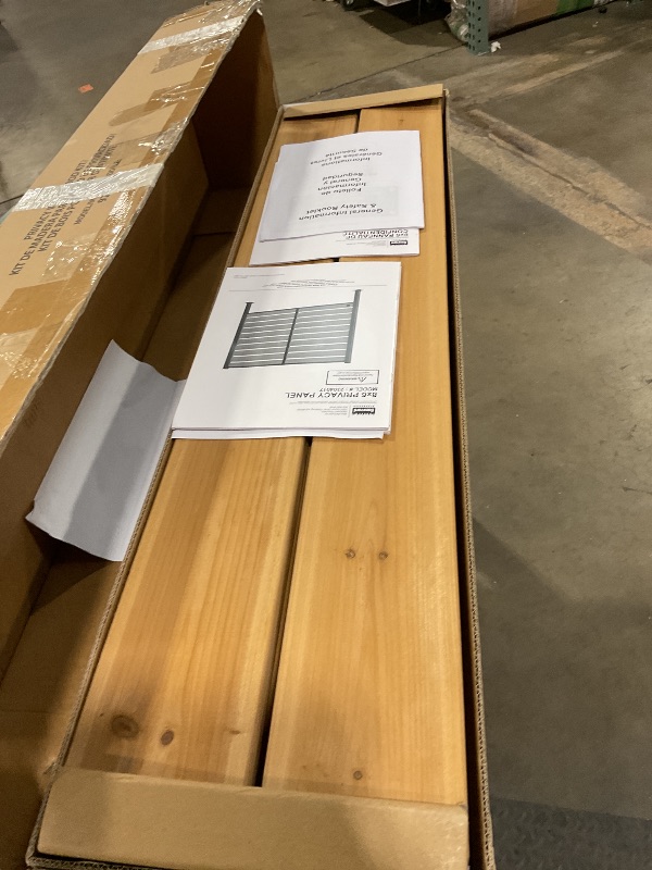 Photo 1 of **BOX ONE ONLY**Backyard Discovery 8' x 6' Cedar Wood Outdoor Privacy Screen Wall Add-On Kit with Aluminum Posts, Easy Assembly, Decorative Privacy Fence Panel for Secluded Deck, Patio, Balcony, Terrace, Hot Tub
