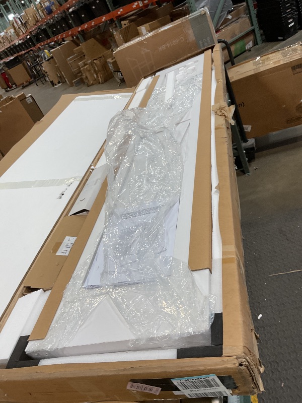 Photo 1 of 32" x 84" Bifold Sliding Barn Door, K Shaped Panel with Sliding Hardware Kit Set, Finished Closet Door Slab, 3.00FT Track for 2 Doors, MDF, White