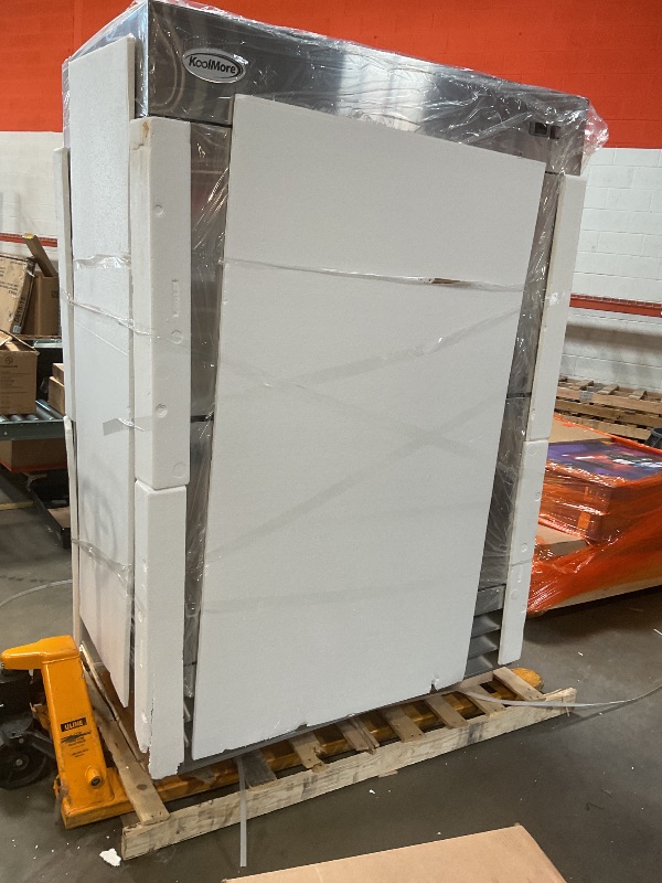 Photo 1 of **WILL NEED A TRUCK TO PICKUP. DAMAGE IS ON BASE. GOOD FOR MAIN FUNCTION STILL.**KoolMore RIR-2D-SSHD Commercial Stainless-Steel Reach-in Refrigerator with Half Door Access for Restaurant, Cafe, and Cold Food Storage, Large 47 Cu. Ft. Capacity, Heavy Duty