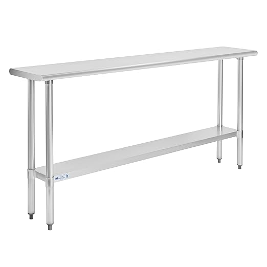 Photo 1 of 
Hally Stainless Steel Table for Prep & Work 14 x 72 Inches, NSF Commercial Heavy Duty Table with Undershelf and Galvanized Legs for Restaurant, Home and Hotel