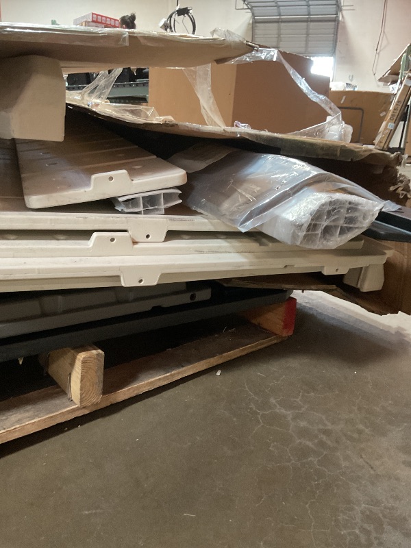 Photo 1 of **WILL NEED TRUCK TO PICKUP. PRODUCT IS LOOSE UNDER THE COVER. NO BOTTOM.**EAST OAK Outdoor Storage Shed, 7×4×8.2 FT Waterproof Resin Tool Shed with Window, 152Cu.ft Outside House Shed for Garden, Patio, Lawn Mower, Bikes, Outdoor Garden Shed with Latches