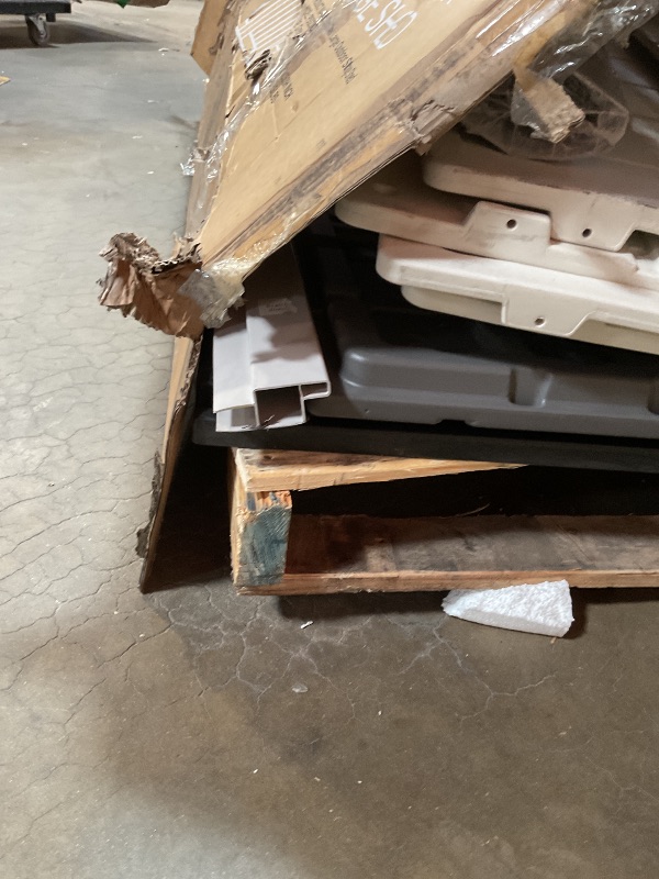 Photo 1 of **WILL NEED TRUCK TO PICKUP. PRODUCT IS LOOSE UNDER THE COVER. NO BOTTOM.**EAST OAK Outdoor Storage Shed, 7×4×8.2 FT Waterproof Resin Tool Shed with Window, 152Cu.ft Outside House Shed for Garden, Patio, Lawn Mower, Bikes, Outdoor Garden Shed with Latches