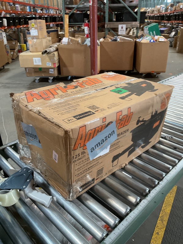 Photo 1 of Agri-Fab 45-0627 Zero Turn Mower Electric Spreader, 125 lb Hopper Capacity, Grass, Seed, and Fertilizer Spreader, Spread Width up to 12 ft, Black
