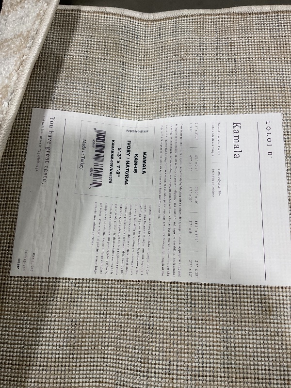 Photo 1 of **DIRTY FROM TRANSPORT**Loloi II Kamala Collection KAM-05 Ivory/Natural 5'-3" x 7'-9" Area Rug