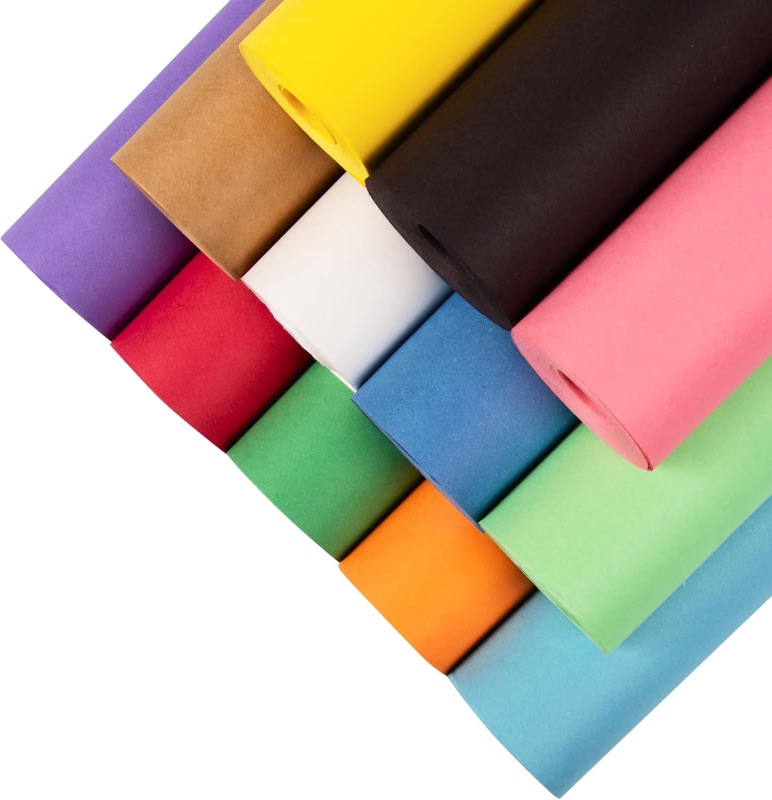 Photo 1 of 36" x 1200" (100 ft) USA Made Multi-Color Kraft Paper Rolls Set, 45 lbs, 12 Rolls – Colored Paper for Arts and Crafts, DIY Projects, Gift Wrapping, Packing