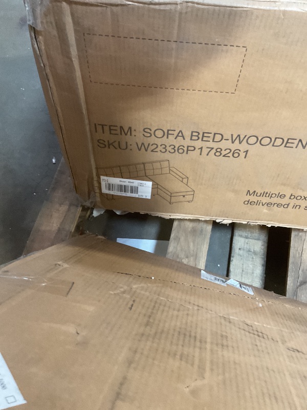 Photo 1 of **ONLY BOXES 2 of 2**Ball & Cast 84" Sectional Sleeper Sofa with Storage Chaise,L Shaped Pull Out Couch Bed with Wooden Armrests and 3 Removable Back Cushion for Living Room,Apartment,Office,Dark Grey