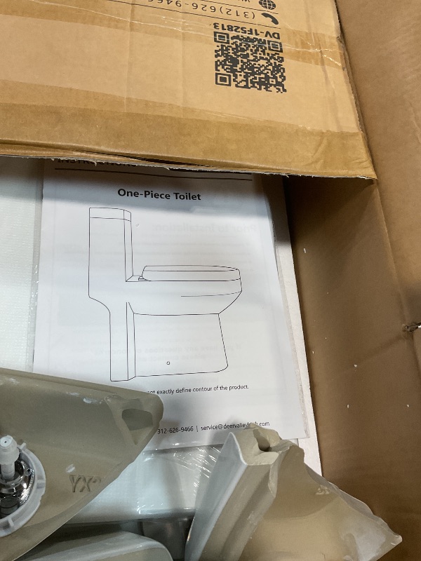 Photo 1 of **Selling for parts**DeerValley Compact One-Piece Toilet for Small Bathrooms, Modern Toilet with Powerful Dual Flush 0.8/1.28 GPF, Soft-Close Seat, 12" Rough-In, High-Efficiency, Space-Saving & Quiet White Design