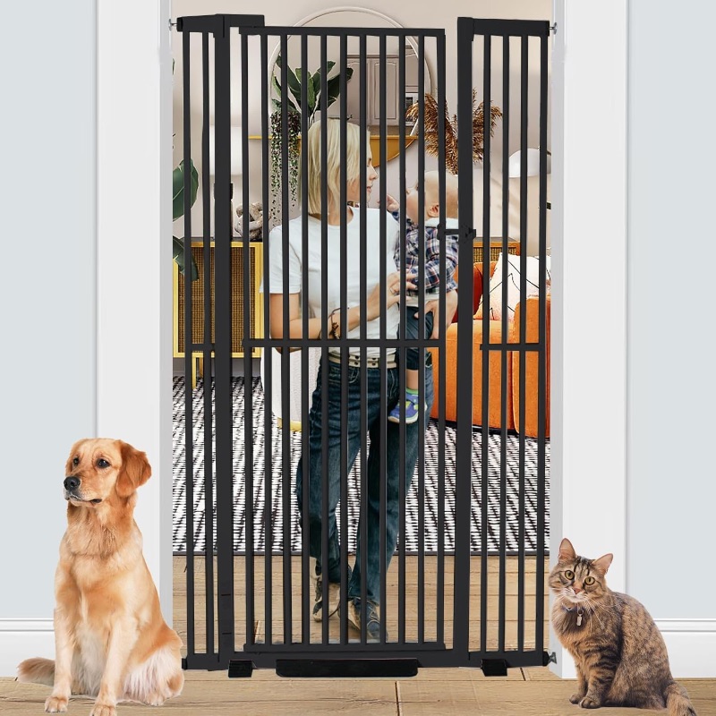 Photo 1 of **MISSING THE SIDE PIECES**
71 inch Extra Tall Gates for Cats, Adjustable 29.92" and 43" Wide Baby Gate, Pressure Mounted Full Door Pet Gate for Doorway, Stairs,House(Black,