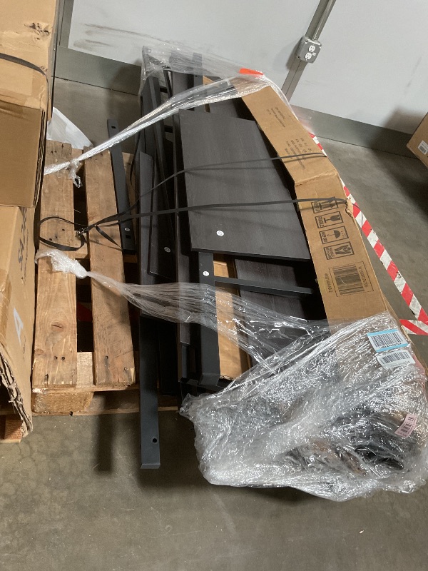 Photo 1 of Queen Loft Bed with Desk and Storage Shelves, Queen Loft Bed with Wardrobe, Hanging Rod, Guardrail and Ladder, Balck