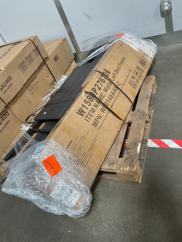 Photo 1 of Queen Loft Bed with Desk and Storage Shelves, Queen Loft Bed with Wardrobe, Hanging Rod, Guardrail and Ladder, Balck