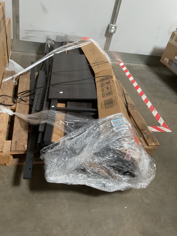 Photo 1 of Queen Loft Bed with Desk and Storage Shelves, Queen Loft Bed with Wardrobe, Hanging Rod, Guardrail and Ladder, Balck