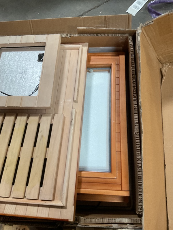 Photo 1 of 1-Person Far-Infrared Home Sauna - Relaxing Sauna Spa Room with Tempered Glass Door, Energy Efficient Design, 6 Hearing Plates, Easy Assembly, and 27.5 * 32.6 * 62.2in