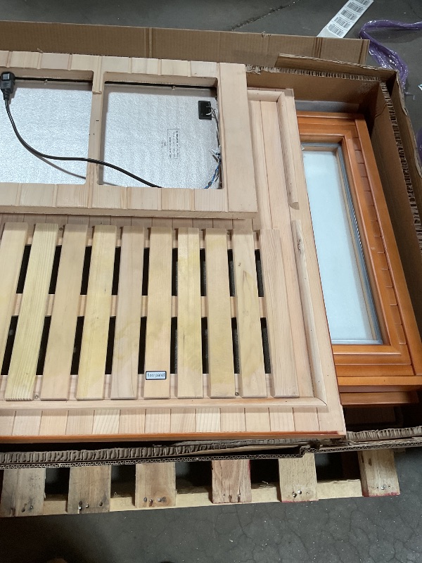 Photo 1 of 1-Person Far-Infrared Home Sauna - Relaxing Sauna Spa Room with Tempered Glass Door, Energy Efficient Design, 6 Hearing Plates, Easy Assembly, and 27.5 * 32.6 * 62.2in