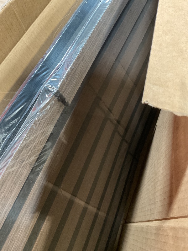 Photo 1 of **2 ft bad on one side of both. Selling for parts**Olanglab Wood Slat Wall Panels, Wooden Acoustic Wall Panels, 94.5"x12.6" Each 3D Wall Panels for Interior Wall Decor, 2 Pack in Total 94.5"x25.2" (Dark Walnut)