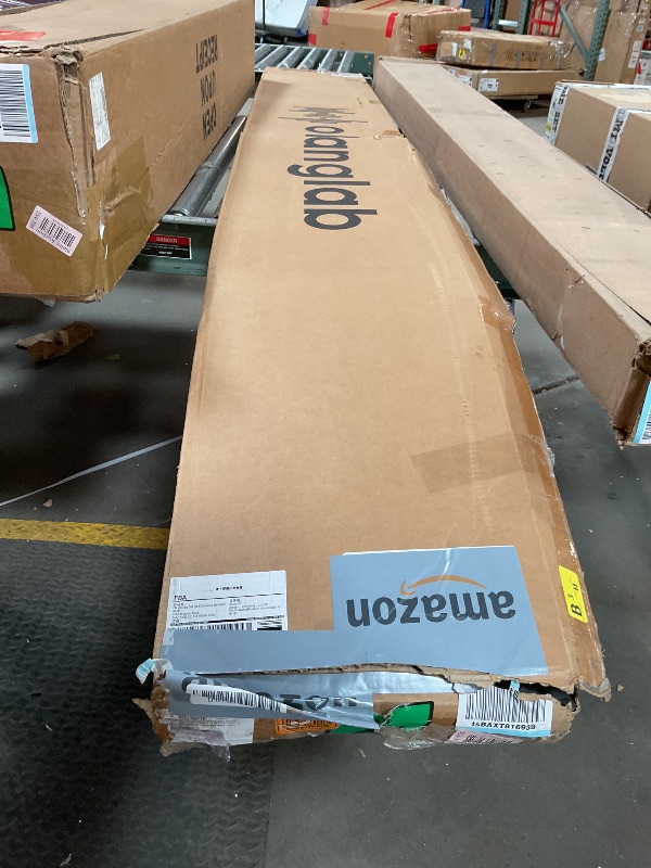 Photo 1 of **2 ft bad on one side of both. Selling for parts**Olanglab Wood Slat Wall Panels, Wooden Acoustic Wall Panels, 94.5"x12.6" Each 3D Wall Panels for Interior Wall Decor, 2 Pack in Total 94.5"x25.2" (Dark Walnut)