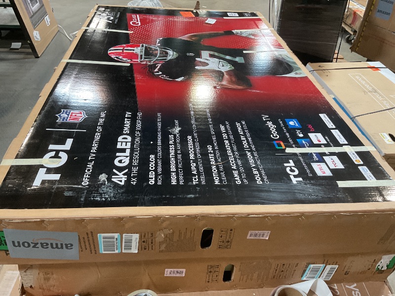 Photo 1 of **SELLING FOR PARTS**TCL 75-Inch Q65 QLED 4K UHD Smart TV with Google TV (75Q651G, 2024 Model) Dolby Vision, Dolby Atmos, HDR Pro+, Game Accelerator Enhanced Gaming, Voice Remote, Works with Alexa, Streaming Television