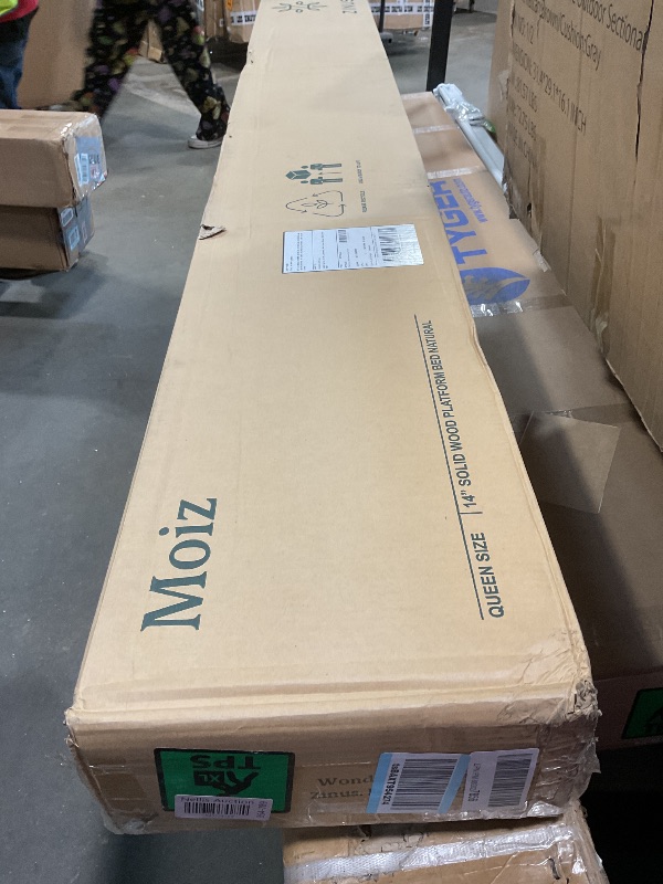Photo 1 of ZINUS Moiz Wood Platform Bed Frame, Wood Slat Support, No Box Spring Needed, Easy Assembly, Natural, Queen