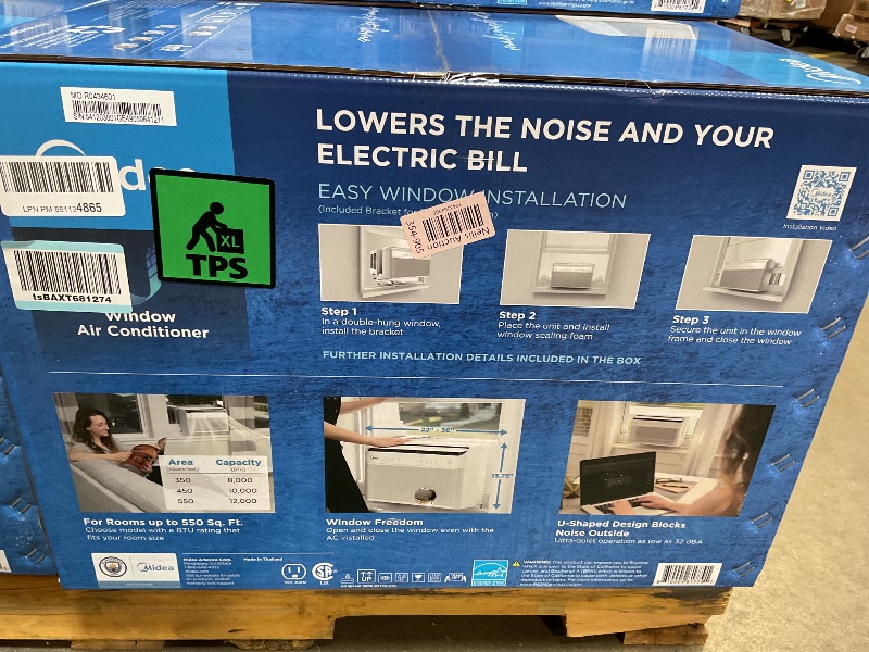 Photo 1 of Midea 12,000 BTU U Shaped Smart Inverter Window Air Conditioner, Cools up to 550 Sq. Ft.,Ultra Quiet with Open Window Flexibility, Works with Alexa/Google Assistant, 35% Energy Savings, Remote Control