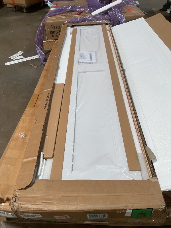 Photo 1 of 60" x 84" Bifold Sliding Barn Door, K Shaped Panel with Sliding Hardware Kit Set, Finished Closet Door Slab, 5.66FT Track for 4 Doors, MDF, White