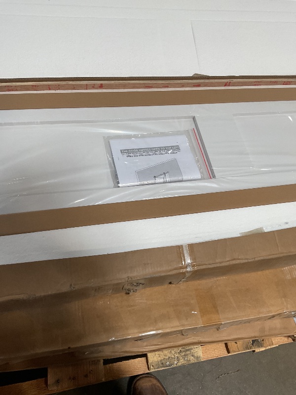 Photo 1 of 60" x 84" Bifold Sliding Barn Door, K Shaped Panel with Sliding Hardware Kit Set, Finished Closet Door Slab, 5.66FT Track for 4 Doors, MDF, White
