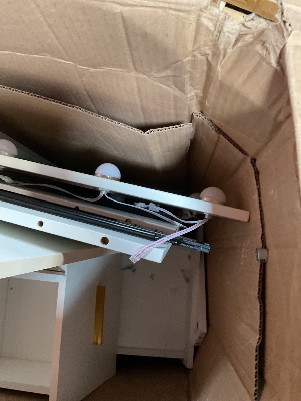 Photo 1 of **ONE OF THE LIGHTS IS BROKEN**YITAHOME Vanity Desk with Mirror and Lights, Makeup Table with Charging Station, Large Vanity Set with 4 Drawers, Cute Makeup Desk with 6 Storage Shelves, White