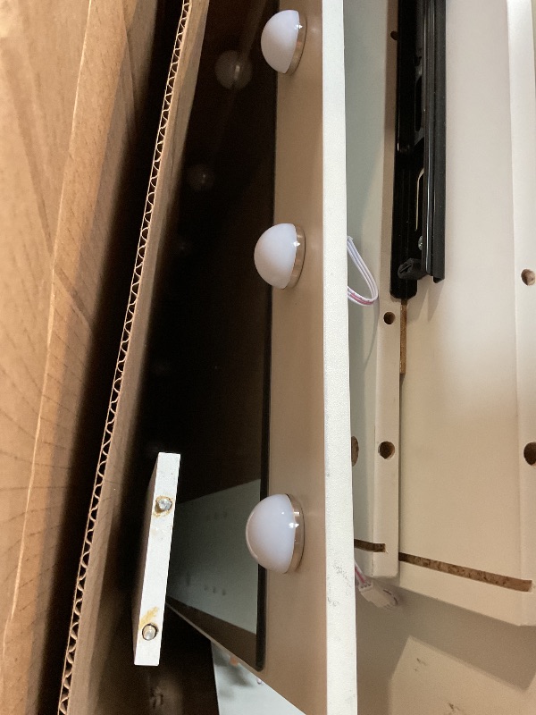 Photo 1 of **ONE OF THE LIGHTS IS BROKEN**YITAHOME Vanity Desk with Mirror and Lights, Makeup Table with Charging Station, Large Vanity Set with 4 Drawers, Cute Makeup Desk with 6 Storage Shelves, White