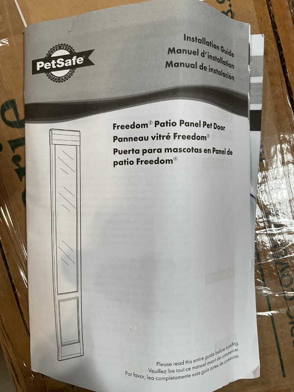 Photo 1 of PetSafe Doggy Door for Sliding Glass Doors, Adjustable Height 91 7/16" to 96", No-Cut DIY Install, Aluminum Panel, Ideal for Renters, for Large Dogs Up to 130 lb, (White, Large-Tall)