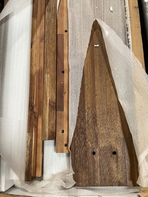 Photo 1 of *MISSING BOX 1 OF 2* Alaterre Furniture Bethel 70-Inch Acacia Wood Hall Tree with Bench, Storage Shelves & Metal Coat Hooks – Entryway Organizer for Mudroom, Hallway, or Kitchen (Natural Aged Brown Finish)