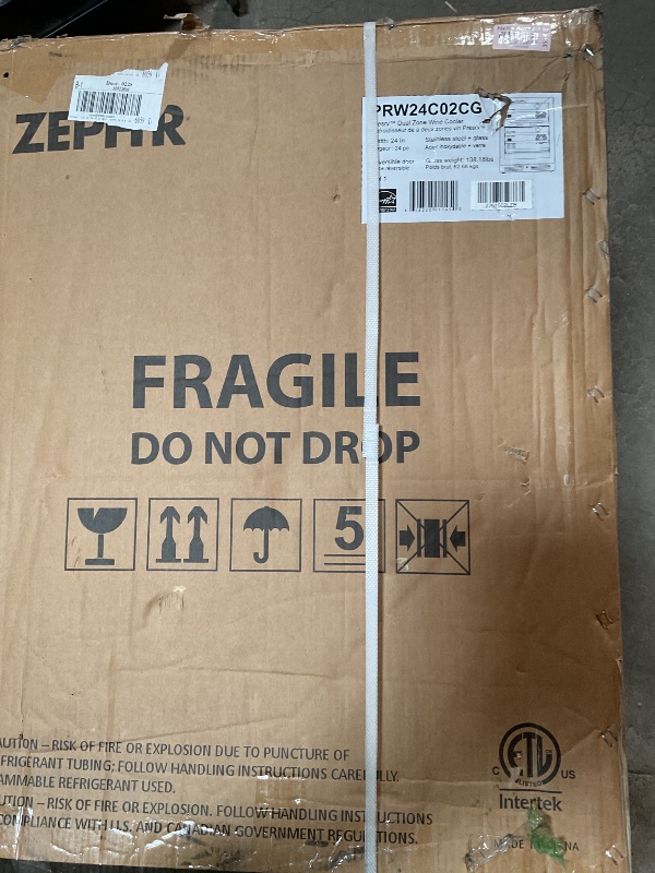 Photo 1 of **INNER GLASS DOOR BROKE. SELLING FOR PARTS**Zephyr PRW24C02C Presrv 24 Inch Wide 45 Bottle Capacity Built-In/Free Standing Dual Zone Wine Cooler with Vibration Dampening System - Stainless Steel