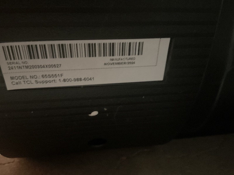 Photo 1 of *FOR PARTS ONLY* TCL 65-Inch Class S5 UHD 4K LED Smart TV with Fire TV (65S551F, 2024 Model), Dolby Vision, HDR PRO+, Dolby Atmos, Alexa Built-in with Voice Remote, Apple AirPlay 2 Compatibility, Streaming Television